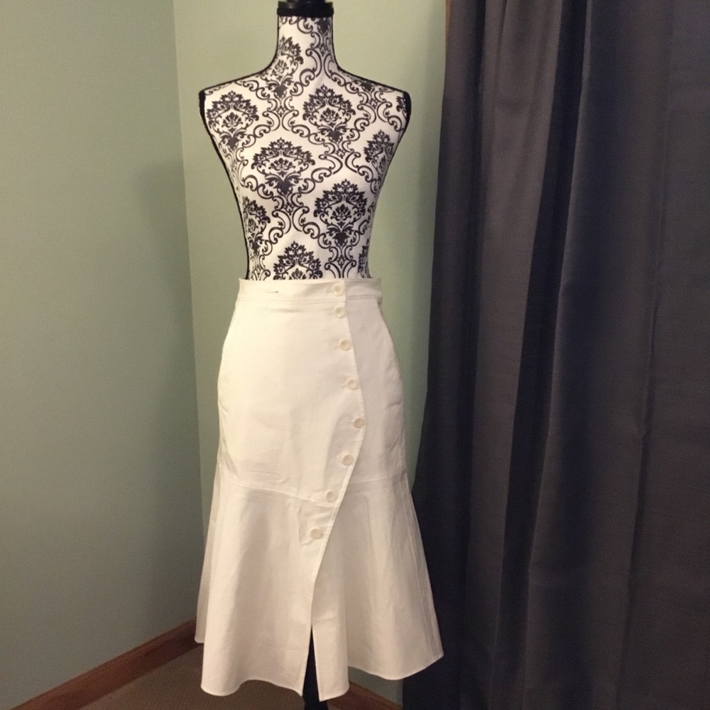 Tibi White Flair Twill Skirt - Size 6